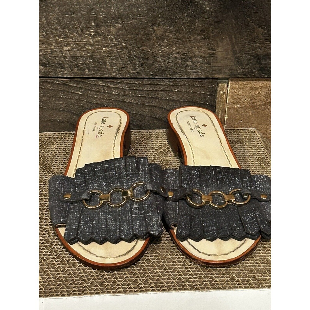 KATE SPADE tasseled‎ Fringe sandals with Gold Accent women's USA 7.5 M - Picture 3 of 7